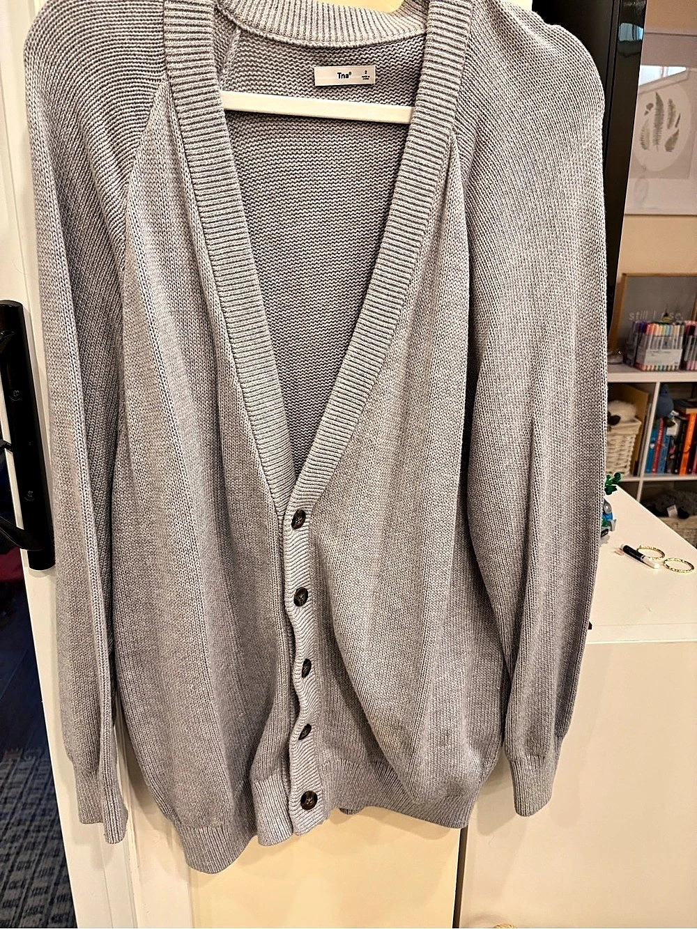 Aritzia Tna Gray Button-Front Cardigan